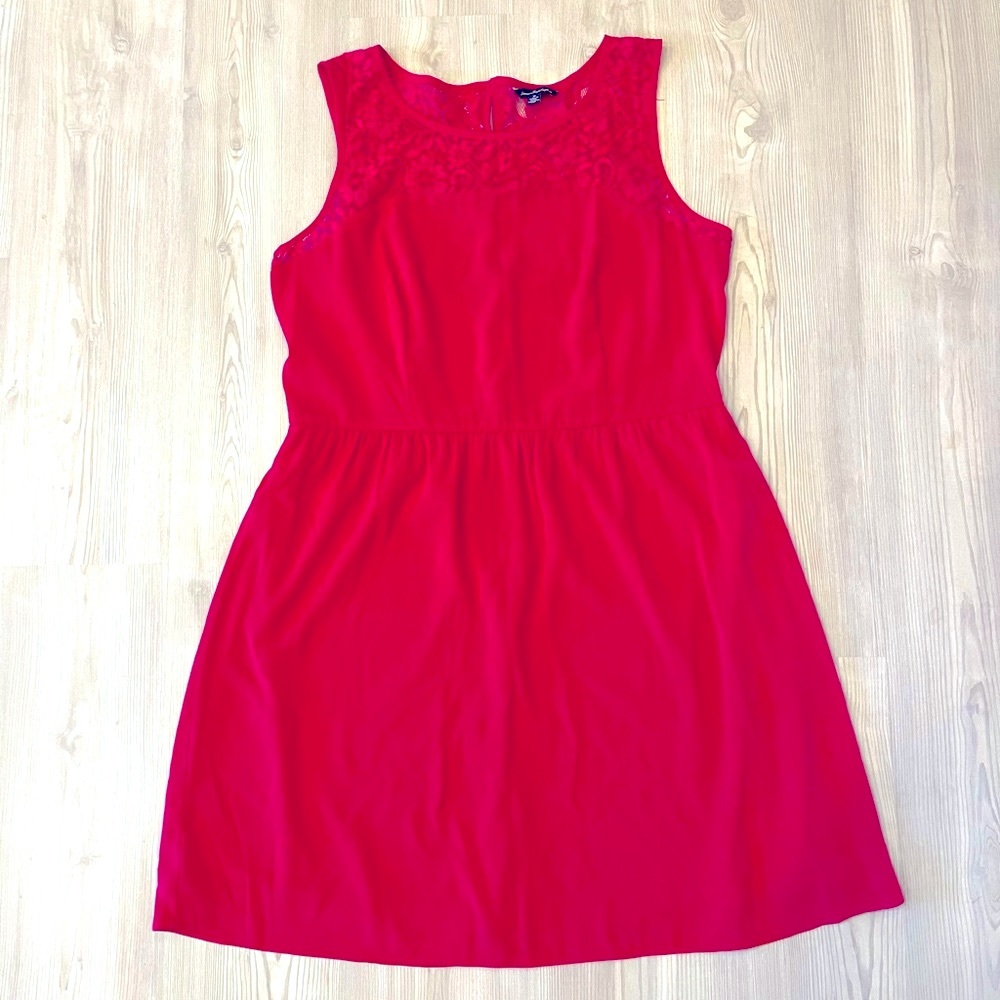 American Eagle Pink Sleeveless Dress with Lace Detail